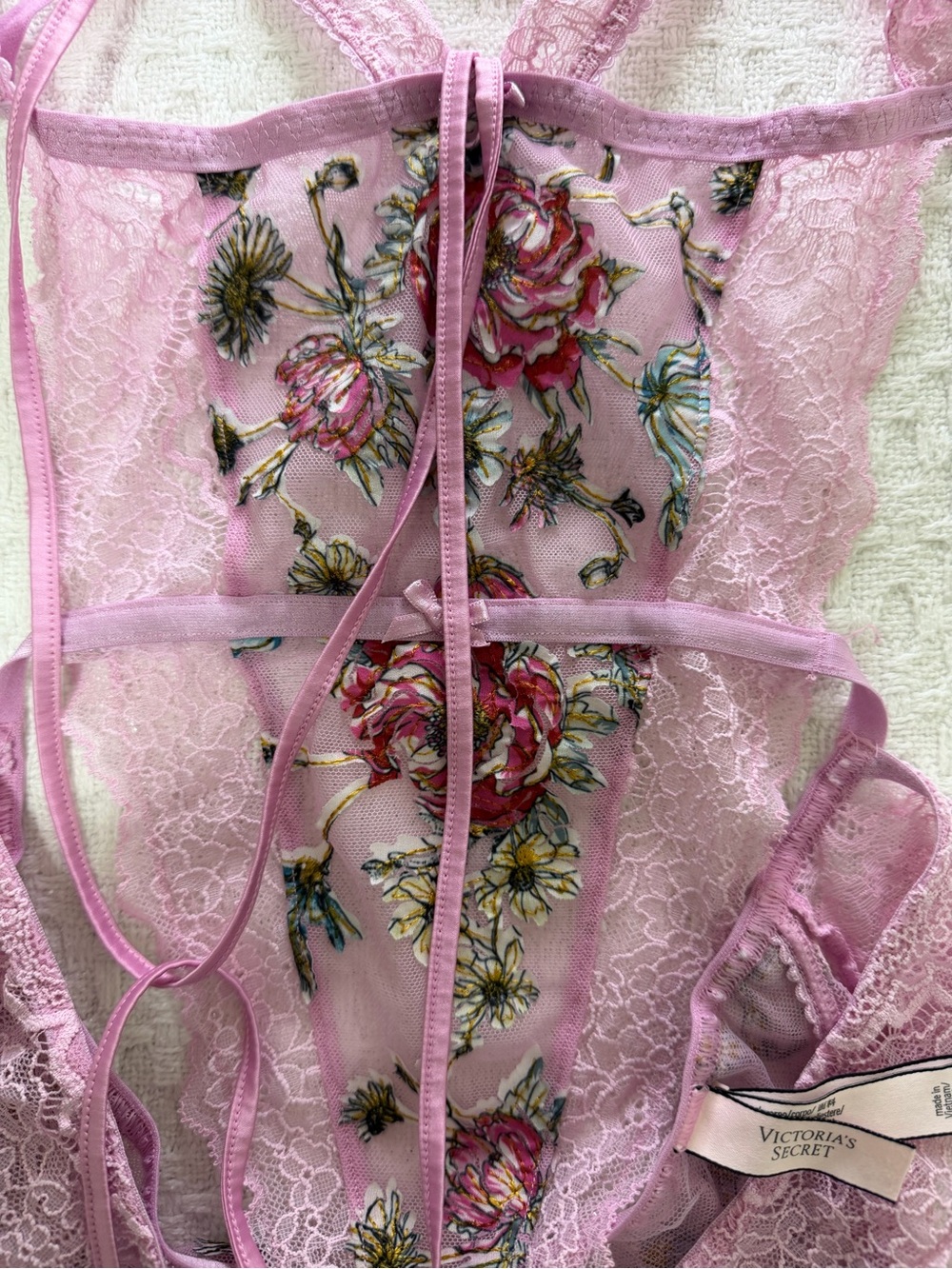 Victoria's Secret Pink Floral Lace Bodysuit